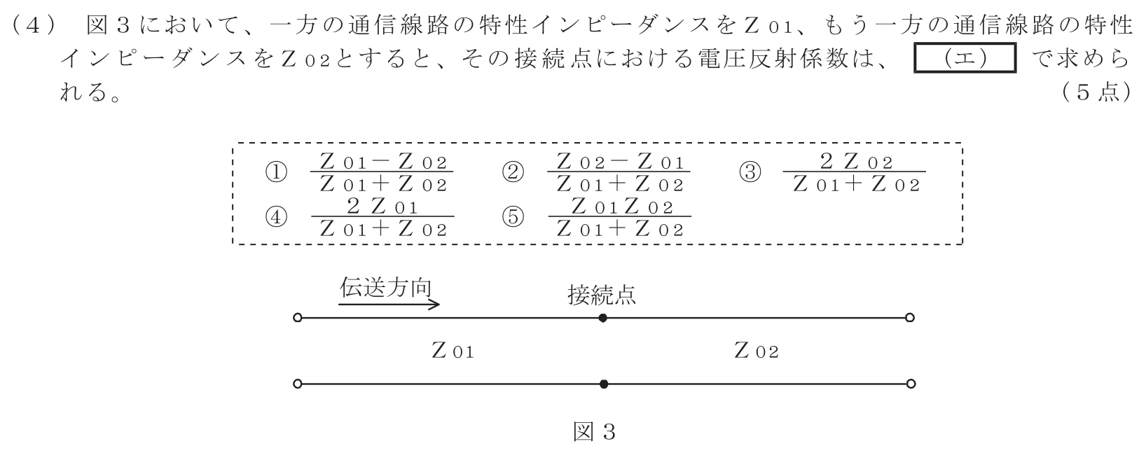工事担任者 総合通信 電気通信技術の基礎 第4問(4)の問題文