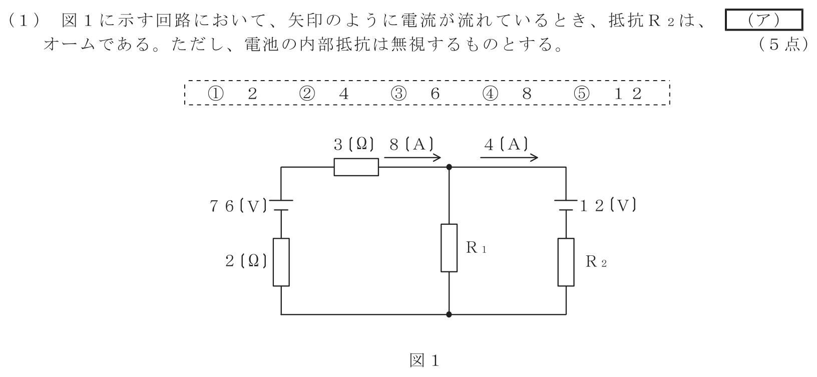 工事担任者 総合通信 電気通信技術の基礎 第1問(1)の問題文