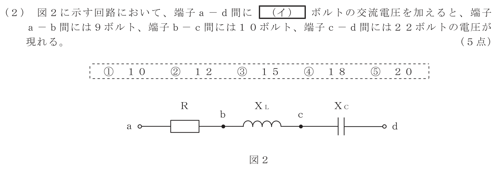 工事担任者 総合通信 電気通信技術の基礎 第1問(2)の問題文