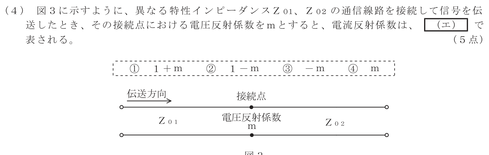 工事担任者 総合通信 電気通信技術の基礎 第4問(4)の問題文