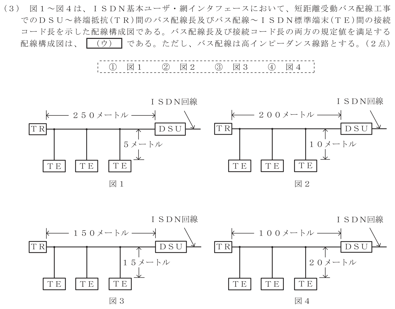 工事担任者 総合通信 端末設備の接続のための技術及び理論 第8問(3)の問題文
