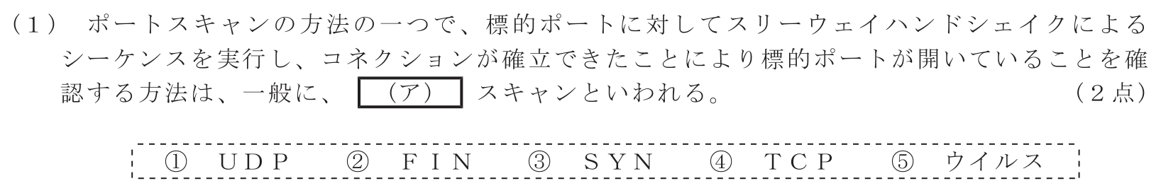 工事担任者 総合通信 端末設備の接続のための技術及び理論 第6問(1)の問題文