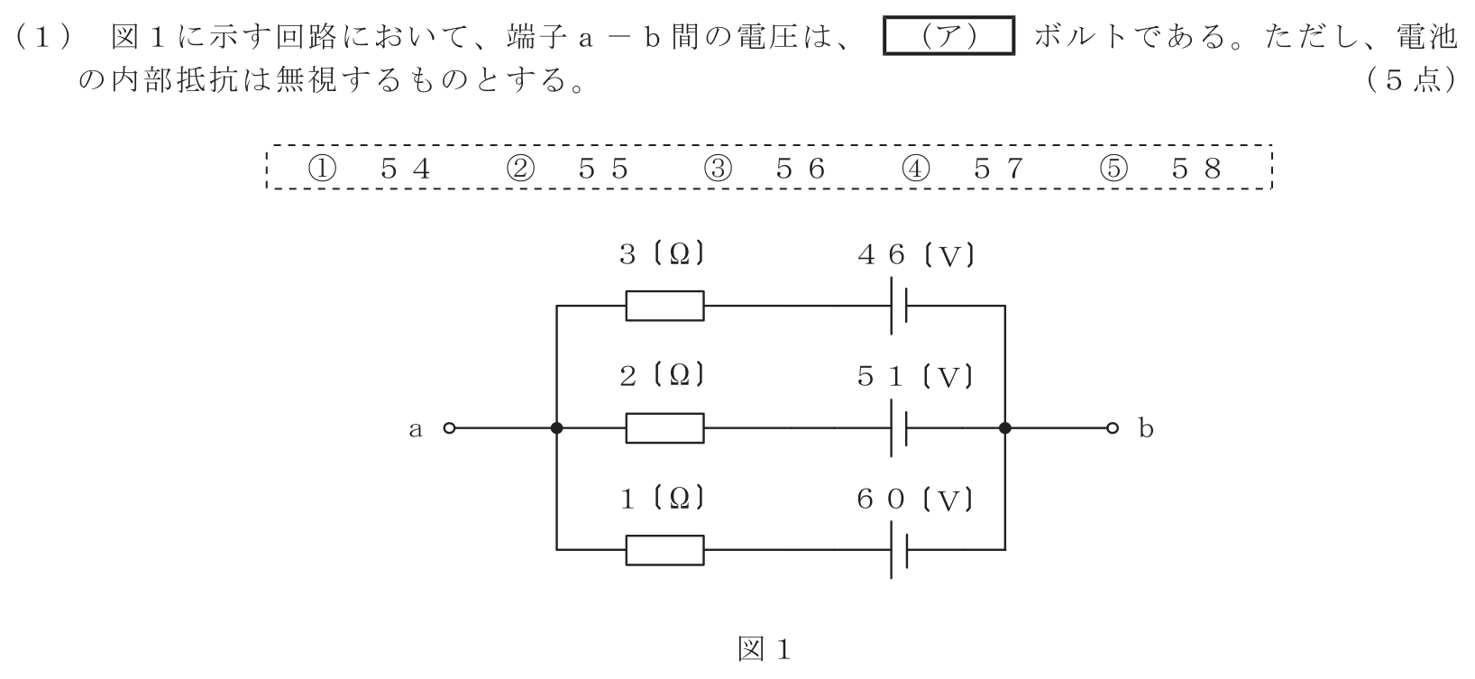 工事担任者 総合通信 電気通信技術の基礎 第1問(1)の問題文
