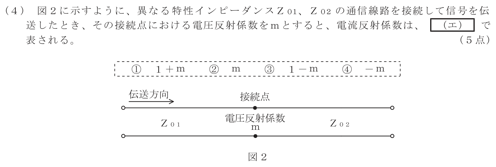 工事担任者 総合通信 電気通信技術の基礎 第4問(4)の問題文