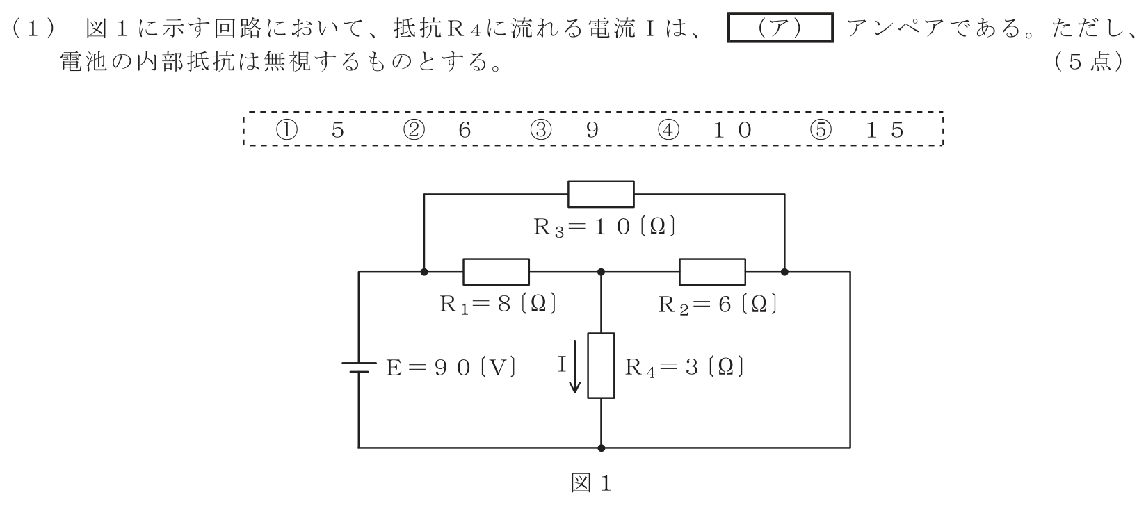 工事担任者 総合通信 電気通信技術の基礎 第1問(1)の問題文