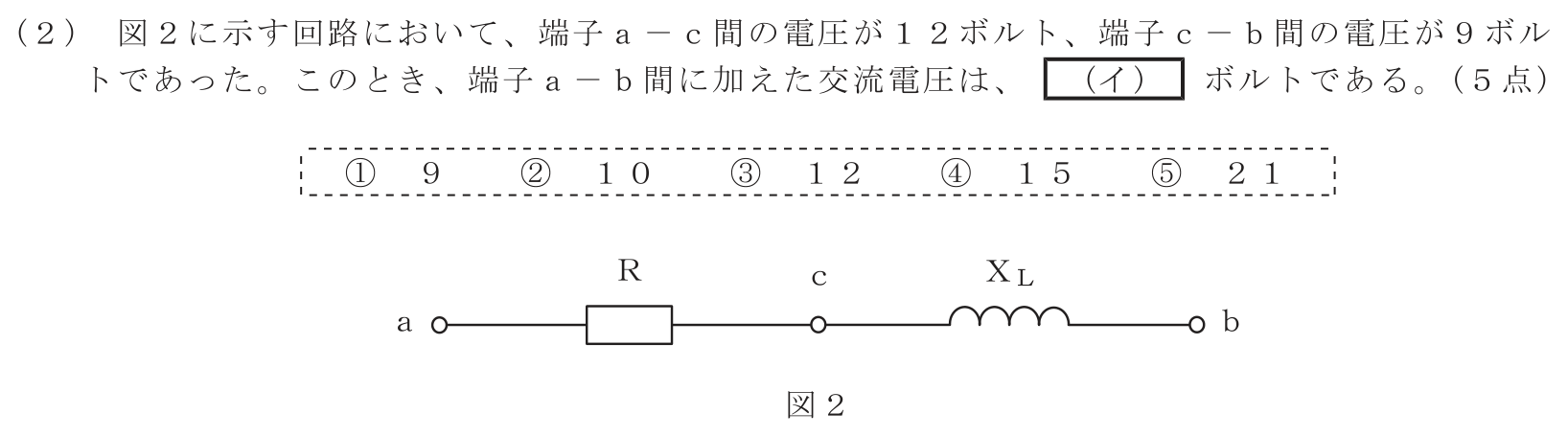 工事担任者 総合通信 電気通信技術の基礎 第1問(2)の問題文
