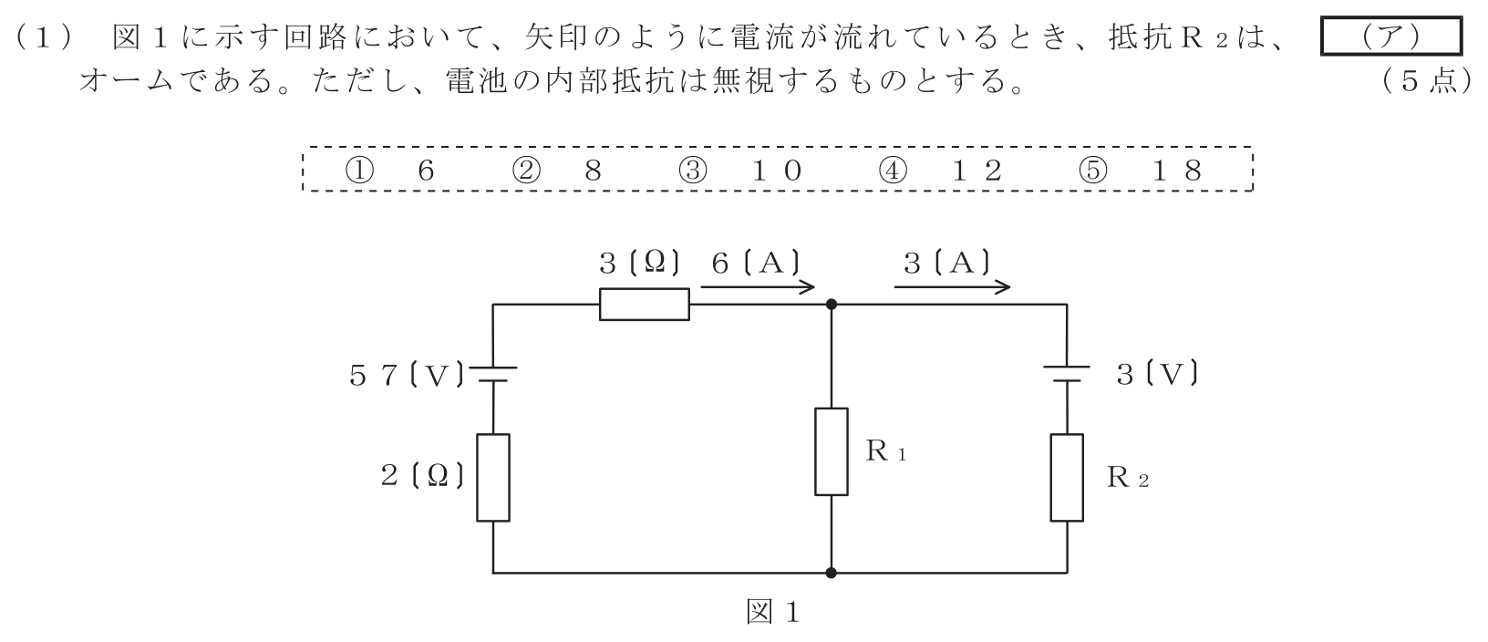 工事担任者 総合通信 電気通信技術の基礎 第1問(1)の問題文