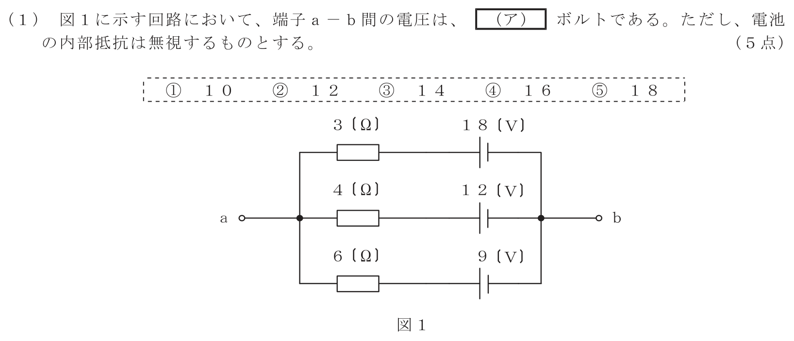 工事担任者 総合通信 電気通信技術の基礎 第1問(1)の問題文