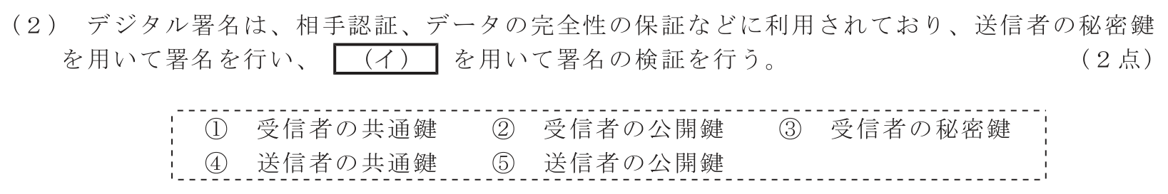 工事担任者 総合通信 端末設備の接続のための技術及び理論 第6問(2)の問題文