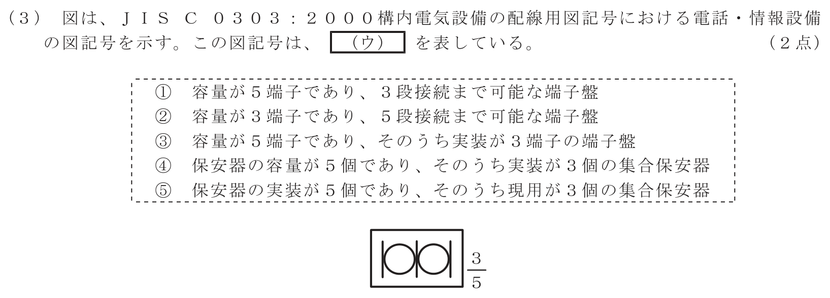 工事担任者 総合通信 端末設備の接続のための技術及び理論 第7問(3)の問題文