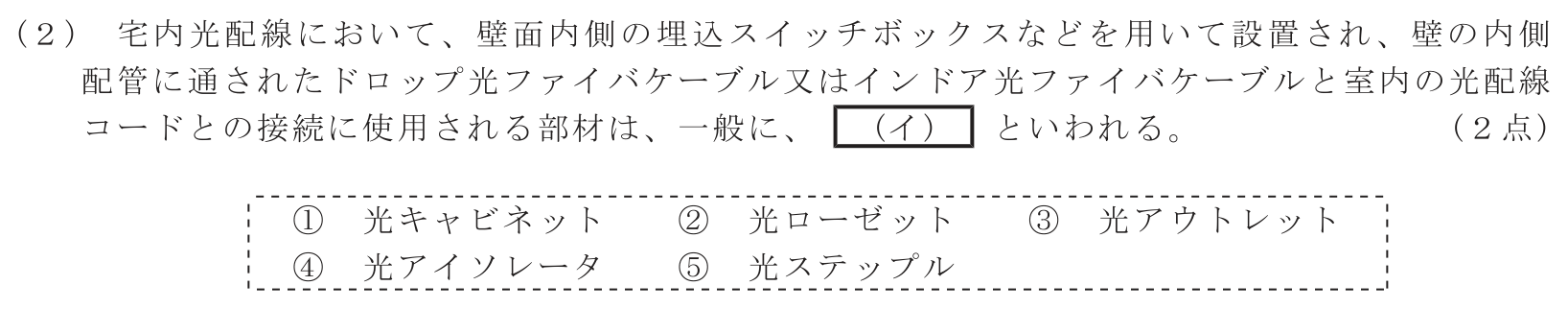 工事担任者 総合通信 端末設備の接続のための技術及び理論 第10問(2)の問題文