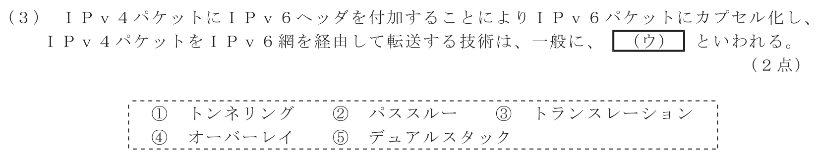 工事担任者 総合通信 端末設備の接続のための技術及び理論 第4問(3)の問題文